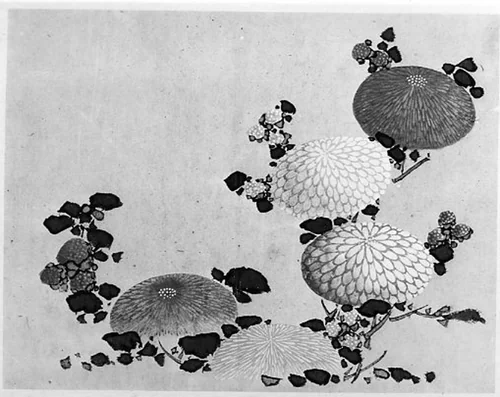 Chrysanthemums by Hokusai School, painting, 1800-1868