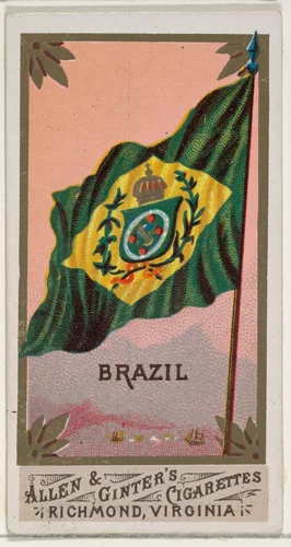 Brazil, from Flags of All Nations, Series 1 (N9) for Allen & Ginter Cigarettes Brands by Allen & Ginter, print, 1887