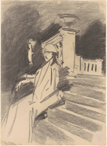 By the Fountain, Villa Torlonia, Frascati, Italy by John Singer Sargent, drawing, 1902-1912