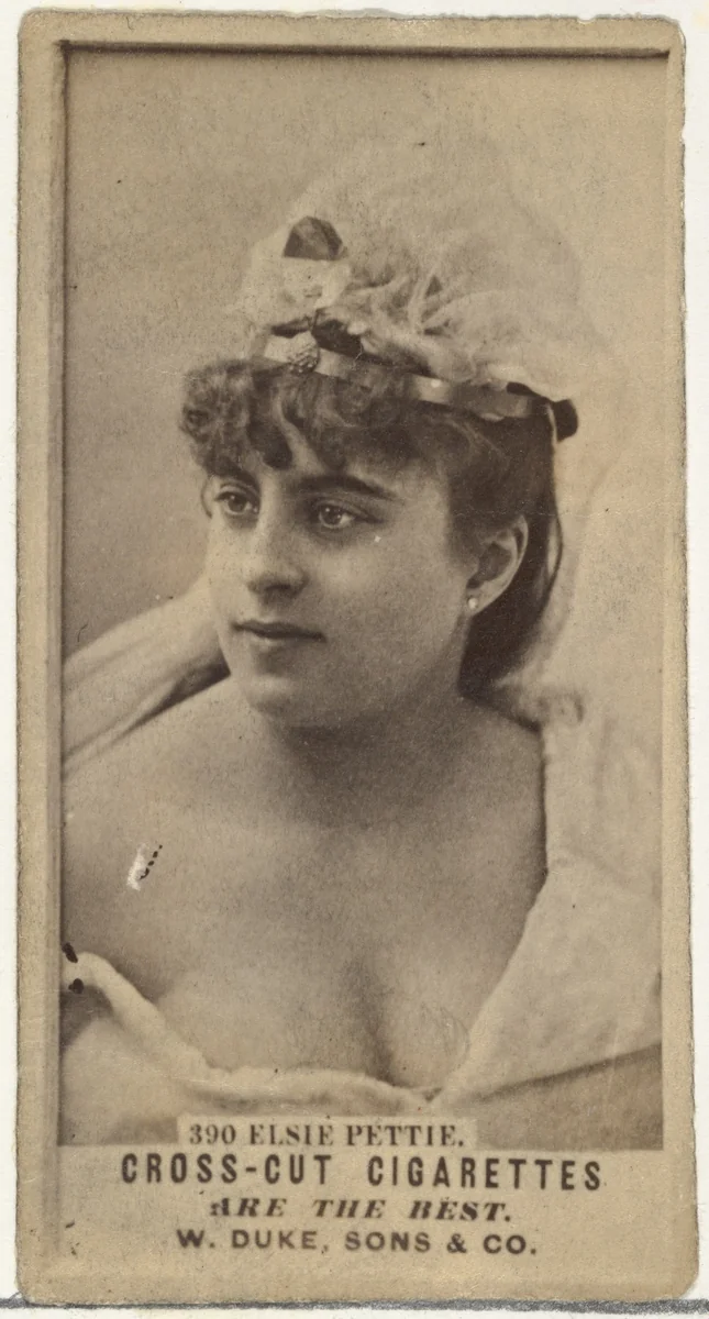 Card Number 390, Elsie Pettie, from the Actors and Actresses series (N145-3) issued by Duke Sons & Co. to promote Cross Cut Cigarettes by W. Duke, Sons & Co., photograph, 1880-1889