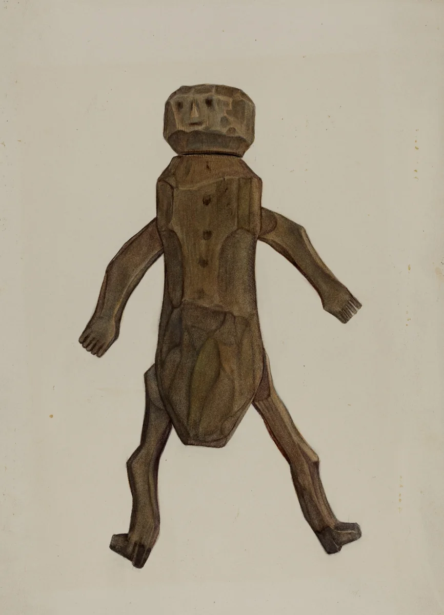 Carved Wooden Doll by Elmer R. Kottcamp, index of american design, 1940