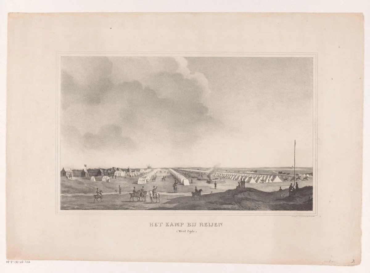 Legerkamp bij Rijen by anonymous, print, 1831-1843
