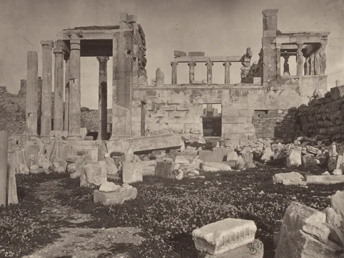 Western Flank of the Erectheum by William James Stillman, photograph, 1869