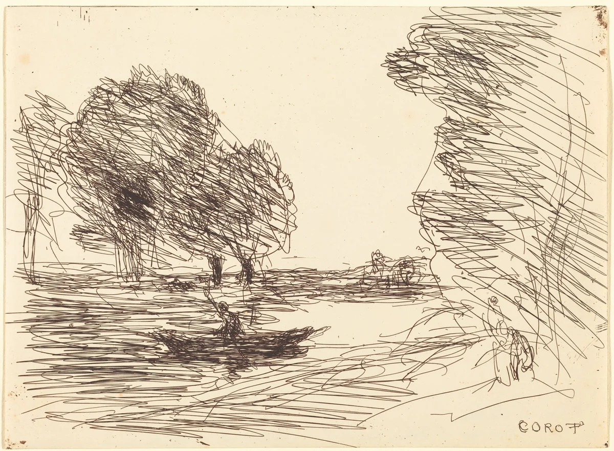 Boatman (Le Batelier) by Jean-Baptiste-Camille Corot, print, 1874