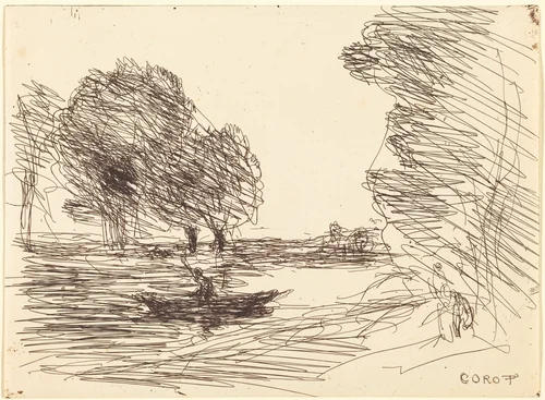 Boatman (Le Batelier) by Jean-Baptiste-Camille Corot, print, 1874