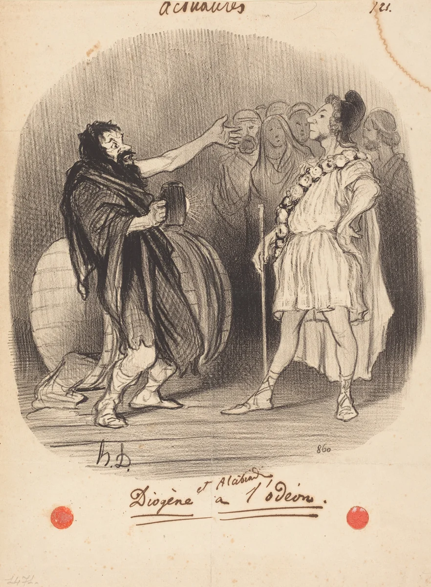 Diogène et Alcibiade a l'Odéon by Honoré Daumier, print, 1846
