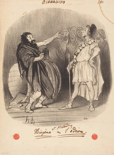 Diogène et Alcibiade a l'Odéon by Honoré Daumier, print, 1846