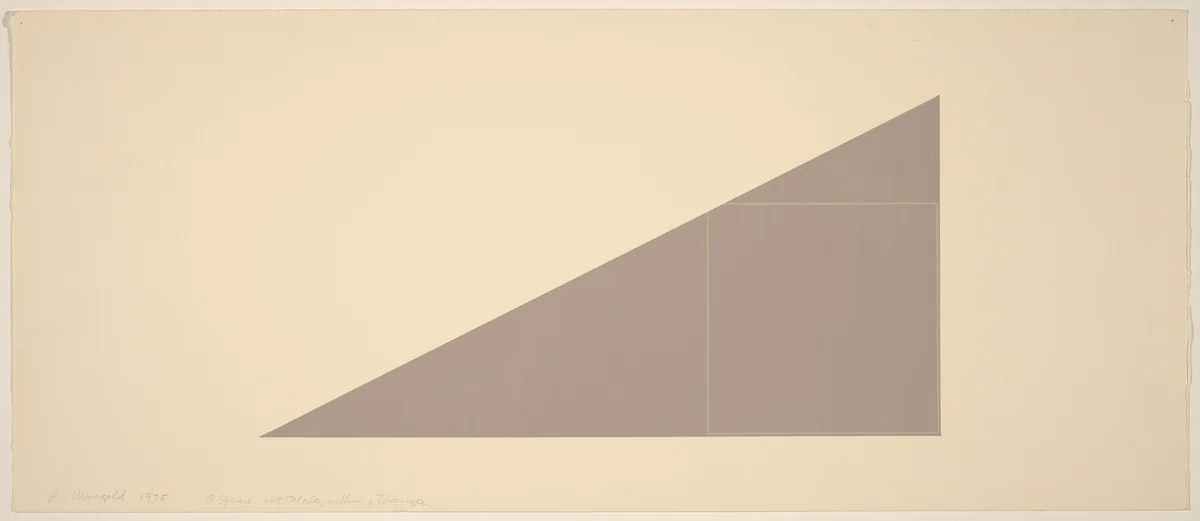 A Square Not Totally within a Triangle by Robert Mangold, drawing, 1975