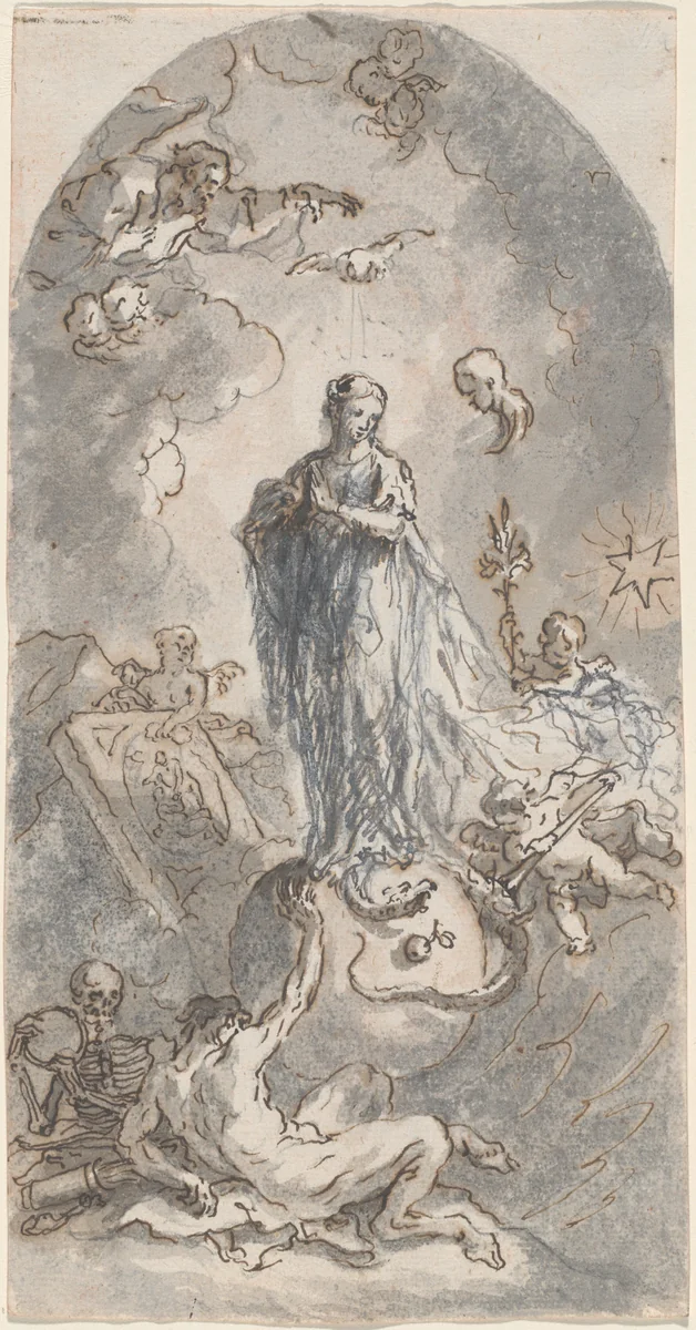 The Virgin of the Immaculate Conception (recto) by Martin Johann Schmidt, drawing, 1764