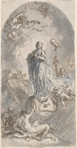 The Virgin of the Immaculate Conception (recto) by Martin Johann Schmidt, drawing, 1764