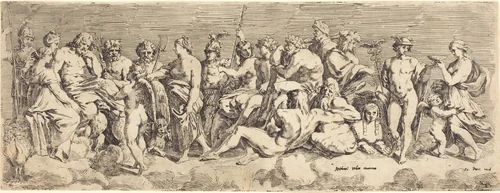 The Admission of Psyche to Olympia by François Perrier, print, 1635