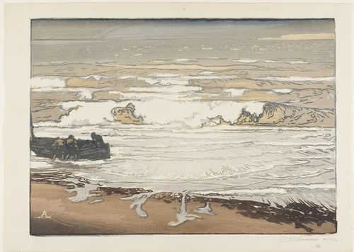 Breaking Waves, September Tide by Louis Auguste Lepère, print, 1901