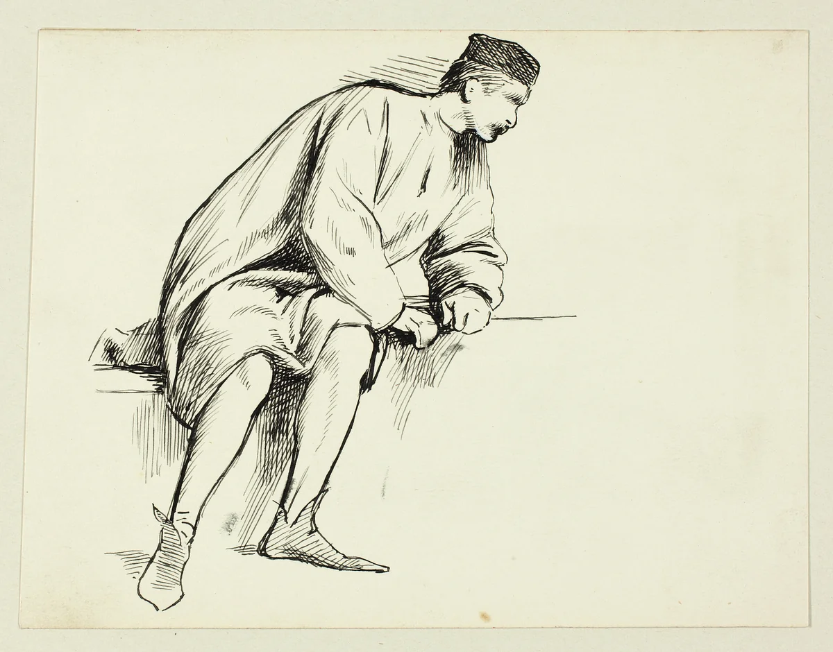 Seated Man Leaning on his Arm by Henry Stacy Marks, drawing, 1849-1898