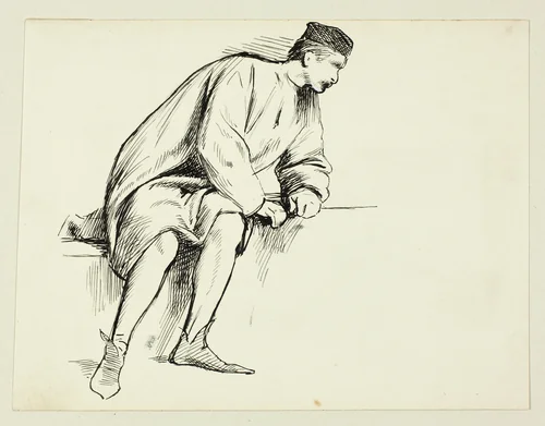 Seated Man Leaning on his Arm by Henry Stacy Marks, drawing, 1849-1898