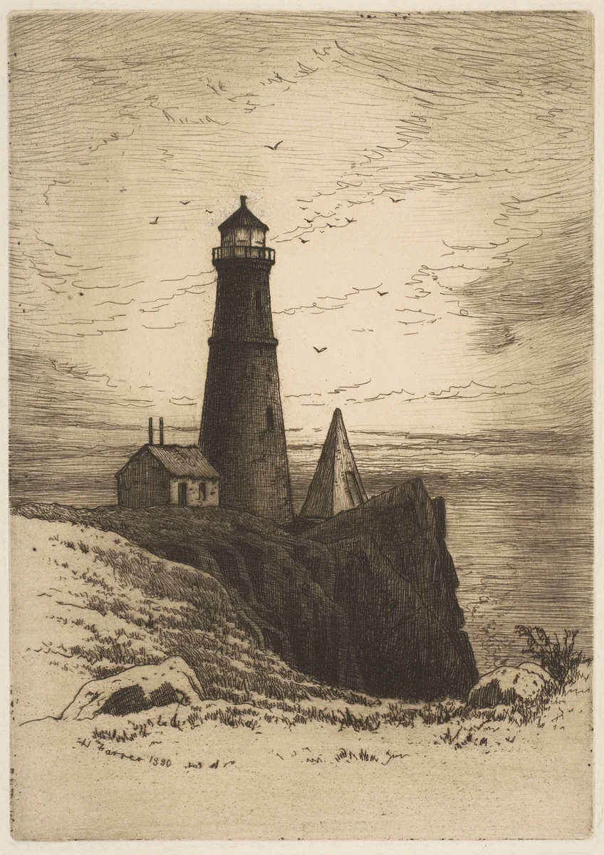 Lighthouse by Henry Farrer, print, 1880