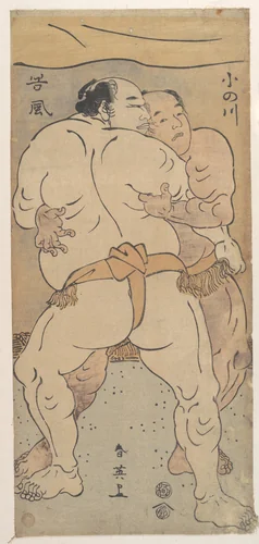 Two Famous Wrestlers Onogawa and Tanikase by Katsukawa Shun'ei (勝川春英), print, 1785-1805