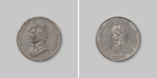Onthulling van een standbeeld voor Rembrandt van Rijn te Amsterdam, in aanwezigheid van Willem III, koning der Nederlanden by Moses Cohen de Vries junior, metalwork, 1852