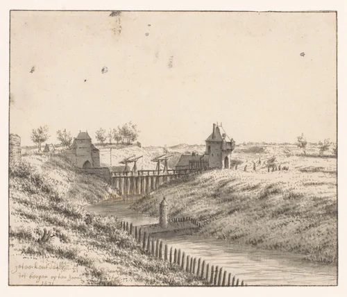 View of the Bospoort, Bergen op Zoom by Barend Klotz, drawing, 1671