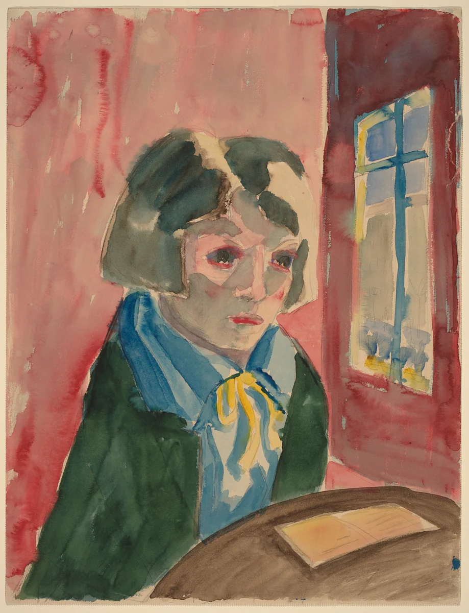 Mädchen am Fenster (Girl by the Window) by Walter Gramatté, drawing, 1922