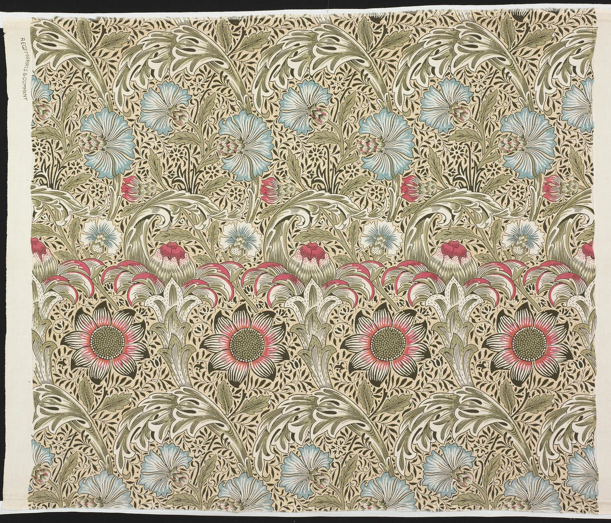 Corncockle by William Morris, textile, 1883
