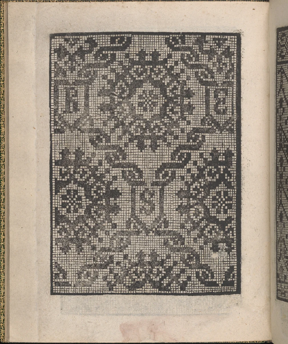 Ornamento delle belle & virtuose donne, page 19 (verso) by Matteo Pagano, book, 1554