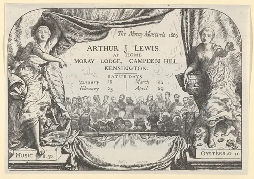 The Moray Minstrels (Invitation card of Arthur James Lewis) by William Harcourt Hooper, print, 1865