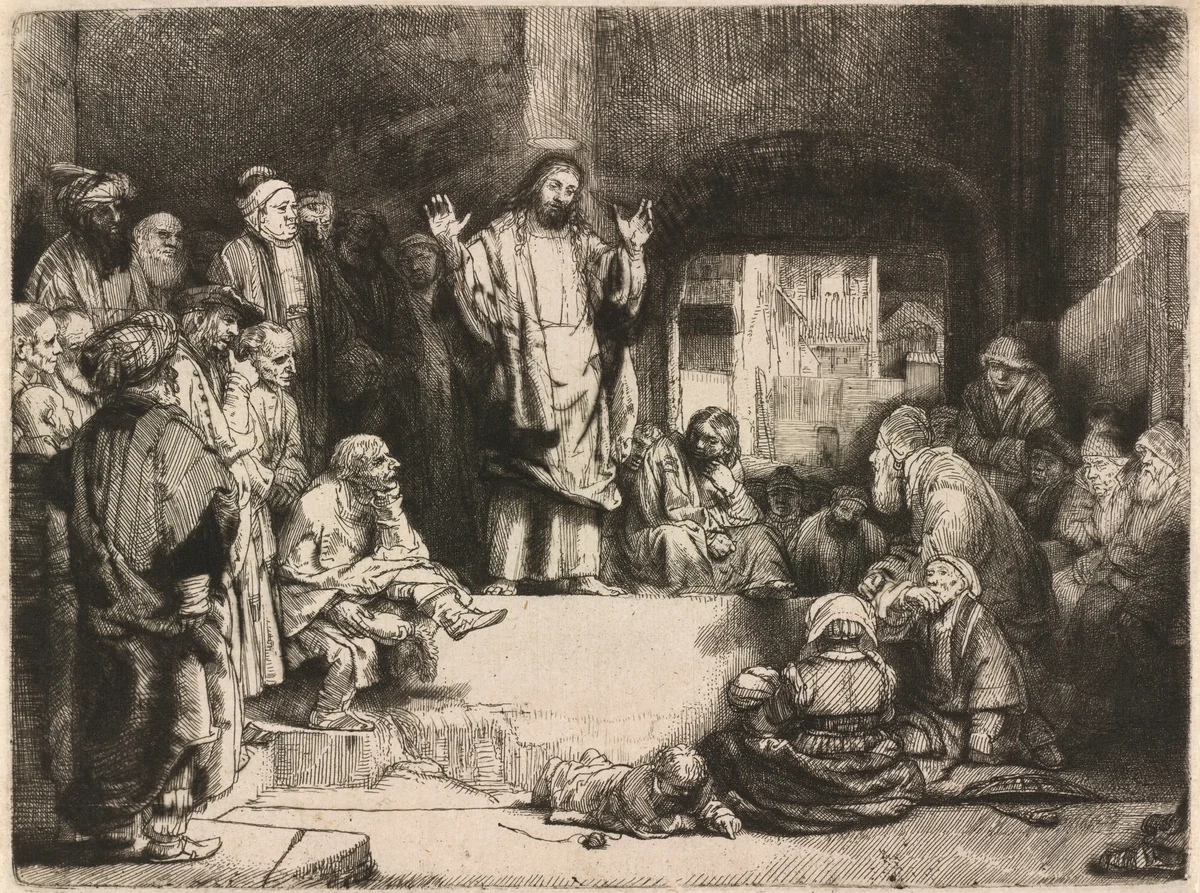 Christ Preaching (La petite Tombe) by Rembrandt van Rijn, print, 1652