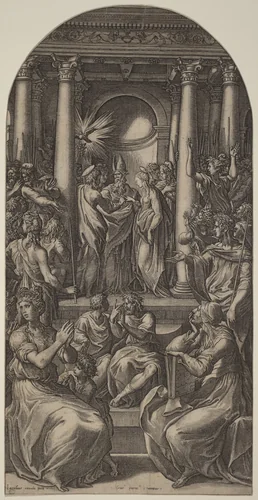 The Marriage of the Virgin by Gian Jacopo Caraglio, print, 1526