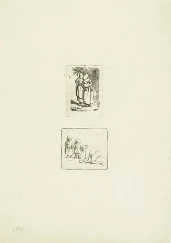 Een man en twee jongens aan het knikkeren by Marie Lambertine Coclers, print, 1776-1815