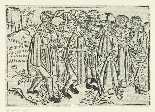 Christus geneest melaatsen by Unknown, print, 1480-1500