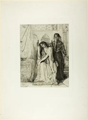 The Willow Song, plate nine from Othello by Théodore Chassériau, print, 1844