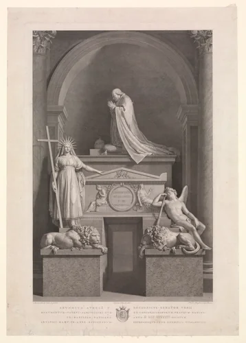 The tomb of Pope Clement XIII Rezzonico in the Vatican by Raphael Morghen, print, 1785-1795