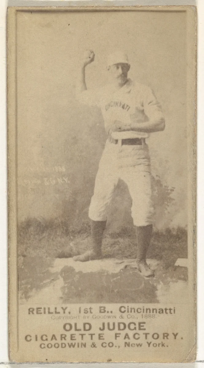 John Good "Long John" Reilly, 1st Base, Cincinnati, from the Old Judge series (N172) for Old Judge Cigarettes by Goodwin & Company, photograph, 1888