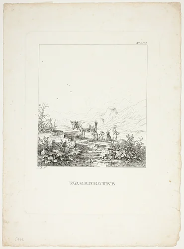The Plowers by Amalie Voltz, print, 1836-1870