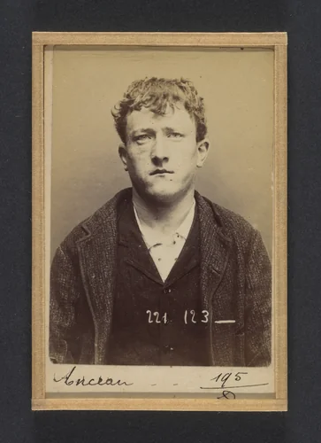 Anceau. Aimé-Firmin. 20 ans, né le 18/2/74 à Paris XIIe. Sculpteur sur bois. Anarchiste. 17/7/94. by Alphonse Bertillon, photograph, 1894