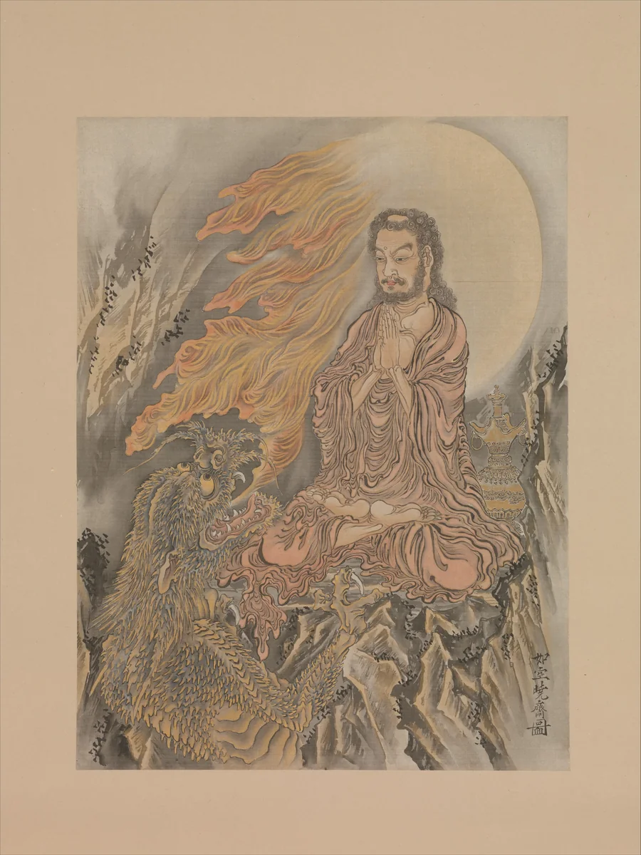 Shakyamuni Subjugating Demons by Kawanabe Kyōsai (河鍋暁斎), painting, 1878-1898