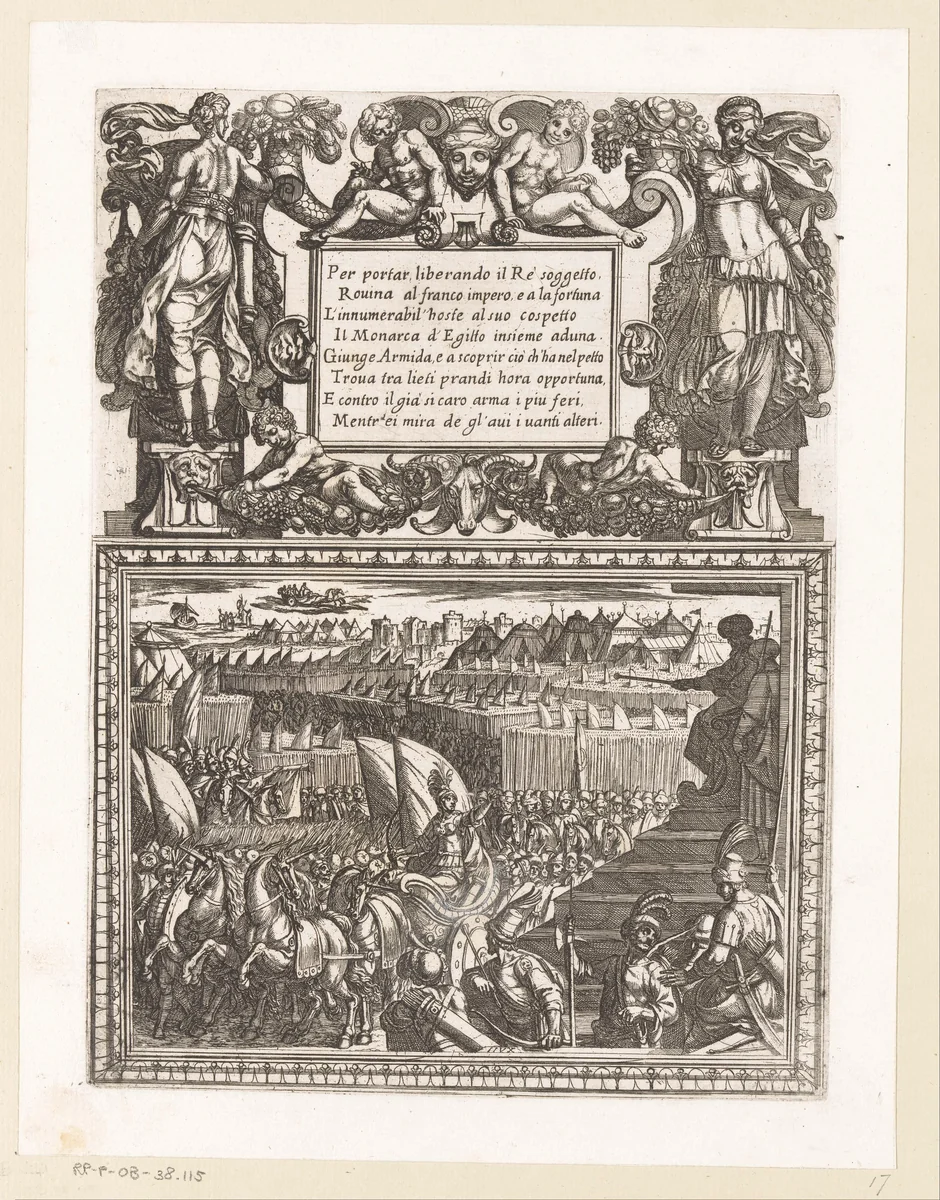 Illustratie bij Canto XVII van Tasso's 'Gerusalemme Liberata' by Antonio Tempesta, print, 1565-1630