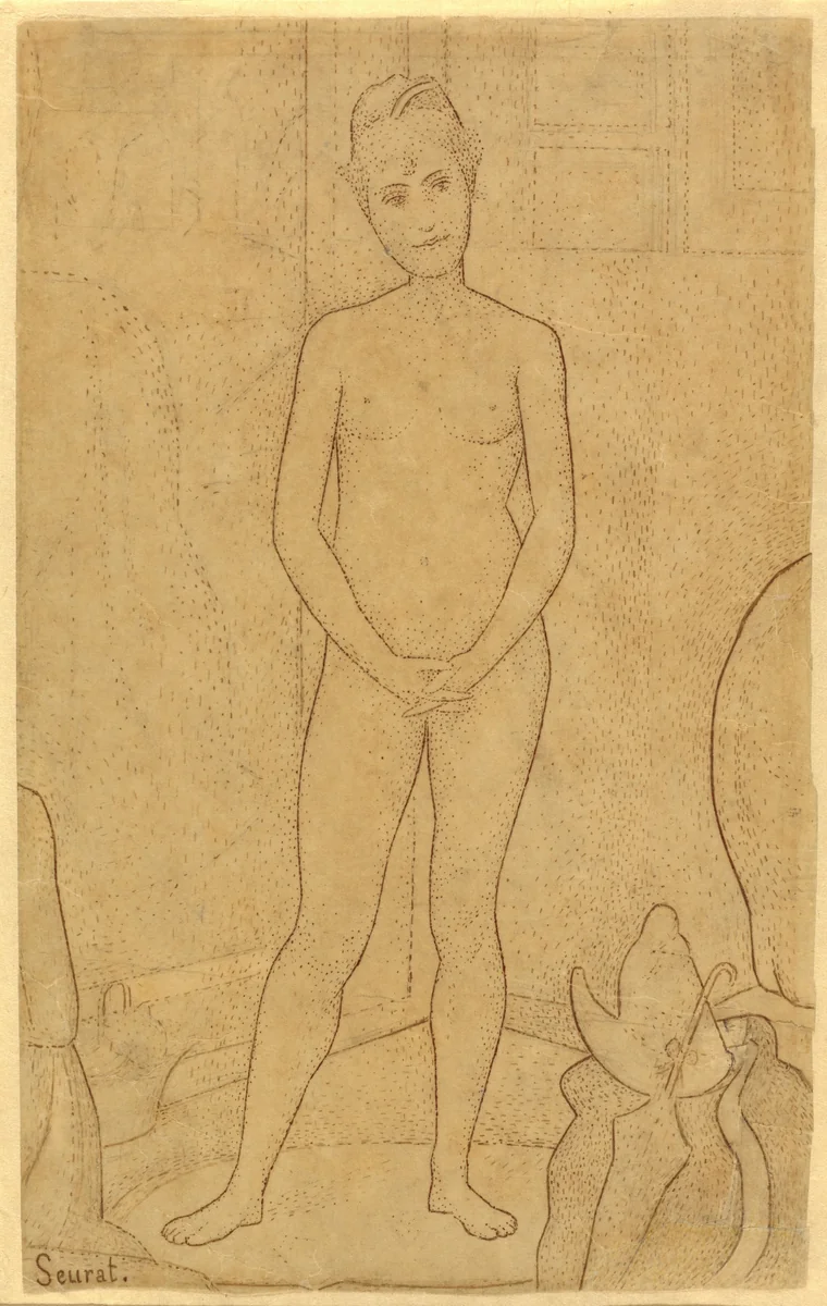Study after "The Models" by Georges Seurat, drawing, 1888