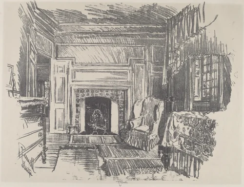 Bed Room, Stenton by Joseph Pennell, print, 1912