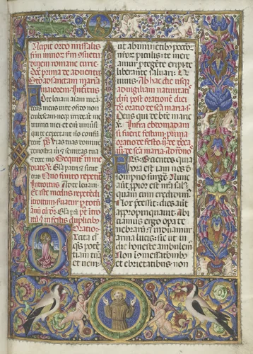 Missale: Fol. 9: Ordo Missalis (full borders) by Bartolommeo Caporali, book, 1469