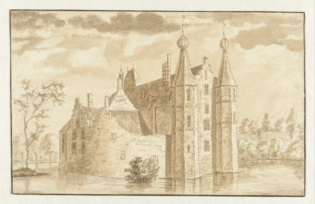 Het Huis Ter Does bij Leiderdorp by Abraham Rademaker, drawing, 1724