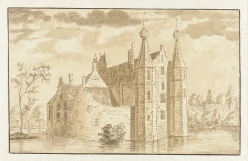 Het Huis Ter Does bij Leiderdorp by Abraham Rademaker, drawing, 1724