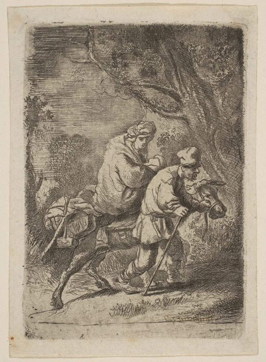 The Flight into Egypt: Small Plate by Claude Henri Watelet, print, 1620-1957