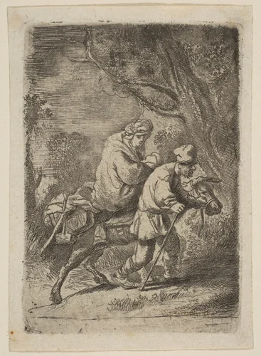 The Flight into Egypt: Small Plate by Claude Henri Watelet, print, 1620-1957