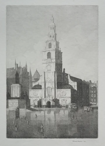 St. Clement's Dane, Strand, London by Herbert Gordon Warlow, print