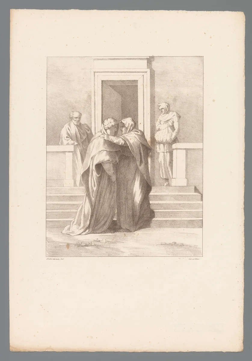 Maria bezoekt Elisabeth by anonymous, print, 1822-1834
