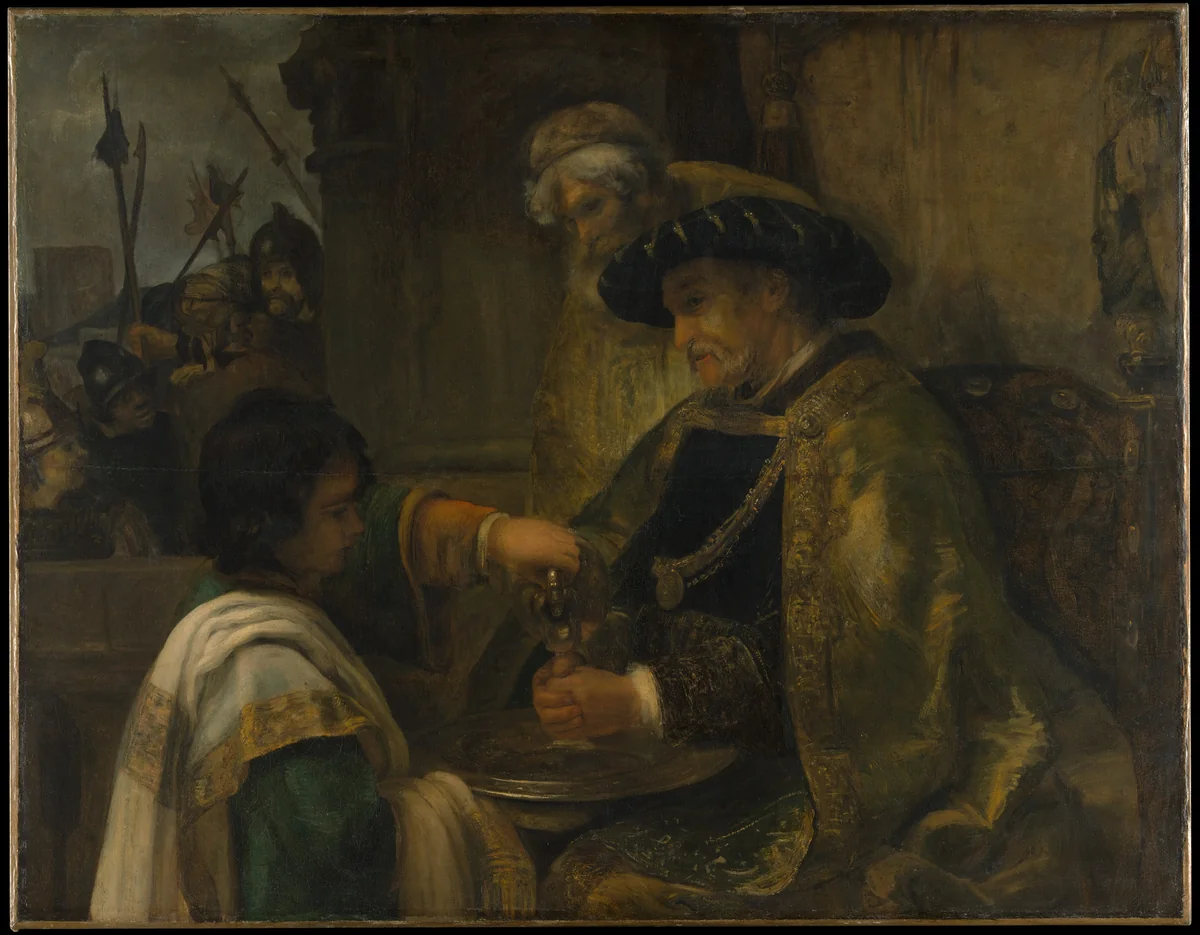 Pilate Washing His Hands by Rembrandt, painting, 1660-1699