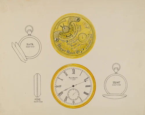 Gold Watch and Frame by Harry Aberdeen, index of american design, 1936