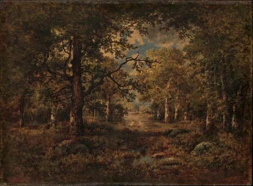 A Vista through Trees: Fontainebleau by Narcisse Virgile Diaz de la Peña, painting, 1873