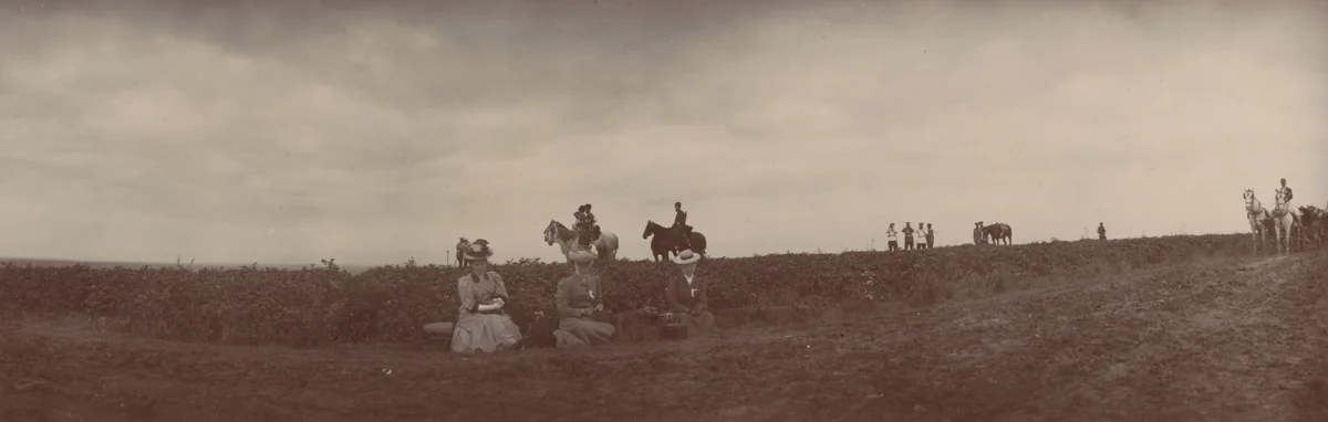 Xenia Alexandrovna, Alexandra Feodorovna Seated in a Field, Krasnoe Selo by Unidentified Photographer, photograph, 1907